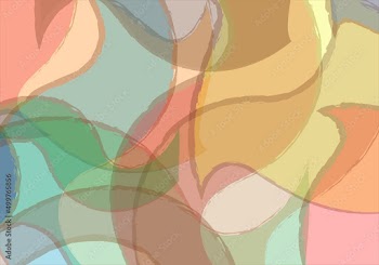 Fondo de formas abstractas en varios tonos transparentes rojo, amarillo, verde y azul con trazo