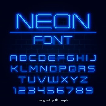 Font with alphabet in neon style Free Vector