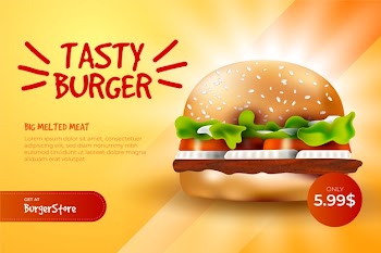 Food ad template for burger Free Vector