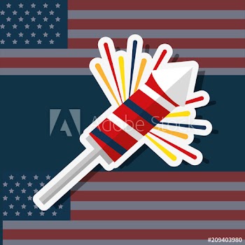 food american independence day big rocket celebration july date vector illustration