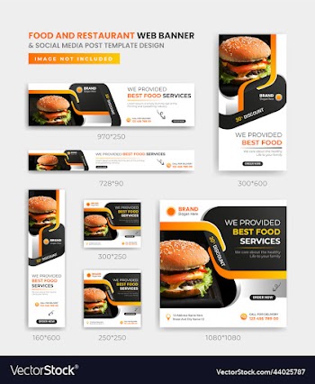 food and restaurant web banner and social media
