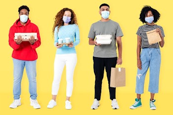 Food delivery people mockup psd jobs during… | Free stock photo | High Resolution image