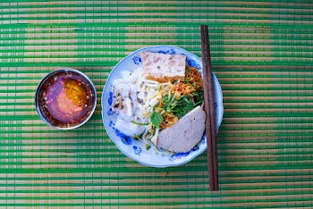 Food in Plate With Chopsticks