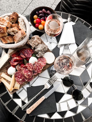 Food On Round Black And White Table
