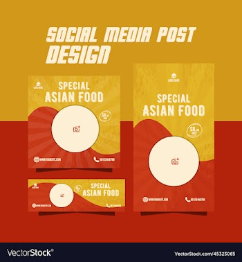 food social media asian template design flyer
