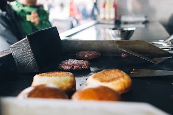 Food truck with beef burgers 