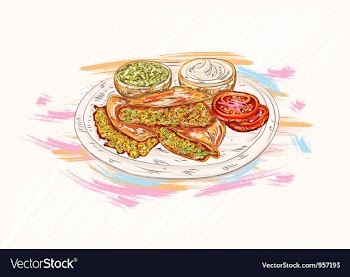 Food with grunge vector image