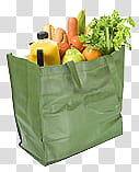 Foods, assorted vegetable in green grocery bag transparent background PNG clipart