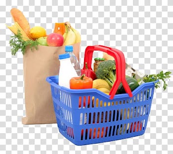 Foods, green and red vegetables and fruits in blue plastic basket transparent background PNG clipart