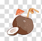 Foods s, coconut fruit with straw illustration transparent background PNG clipart