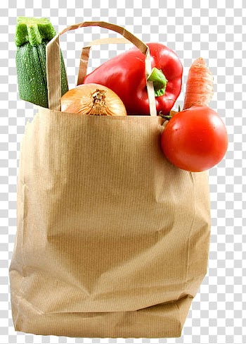 Foods, vegetables on paper bag transparent background PNG clipart