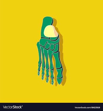 Foot skeleton paper sticker on stylish background vector image