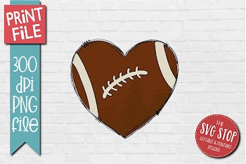 Football Doodle Heart Sublimation Design PNG