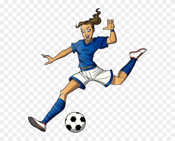 Football Player Cartoon Girl Clip Art - Cartoon Girl Soccer Player Kicking Ball