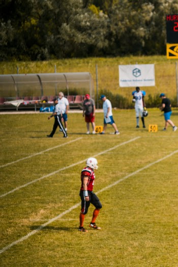 Football Player in Red Jersey