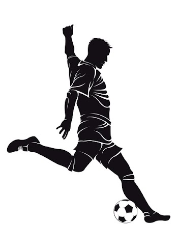 Football (soccer) player with ball, isolated on white. Vector silhouette