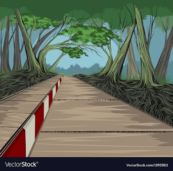 Footpath and park scene vector image