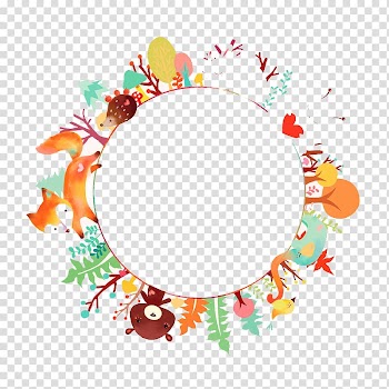, Forest animal watercolor round background transparent background PNG clipart