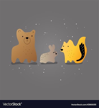 forest animals bear fox and hare