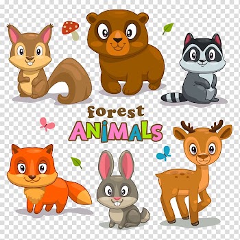 Forest animals illustrations, Cartoon Forest , cartoon animals transparent background PNG clipart