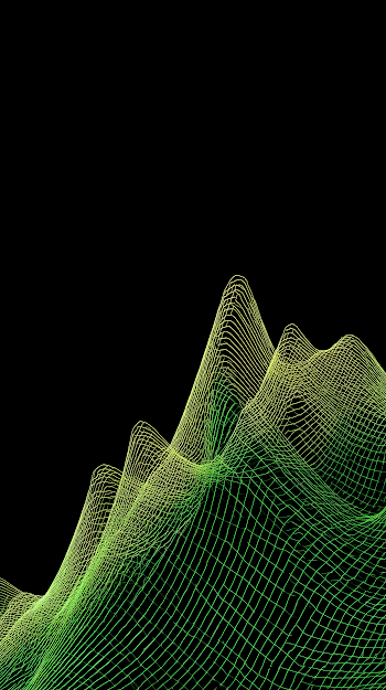 Forest Green Wave Pattern on Black Background