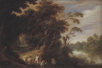 Forest landscape with bathing nymphs | Free Photo - rawpixel