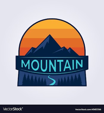 forest mountain river badge logo