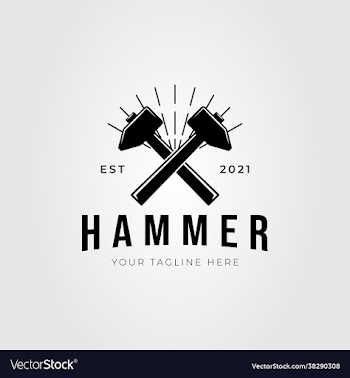 forging hammer gavel silhouette logo design