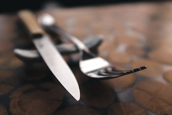 Fork and steak knife close up 