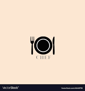fork knife and plate icon logo with chef lettering