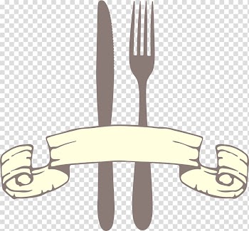 Fork Knife European cuisine, Yellow knife and fork ribbon transparent background PNG clipart