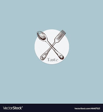 fork spoon and plate icon logo with tast lettering