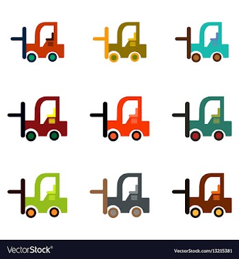 Forklift truck collection work vehicles set vector image