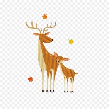 Formosan sika deer Watercolor painting Reindeer Drawing - baby moose 