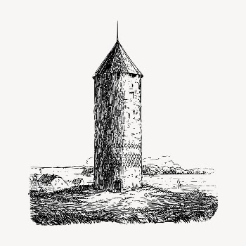 Fort tower clipart, vintage hand | Free Vector - rawpixel