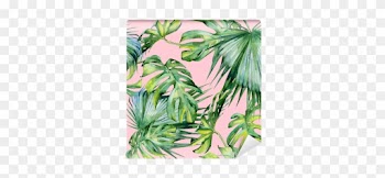 Fotomural Estándar Ilustración Acuarela Transparente - Palm Leaf Wallpaper Pink