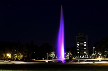 Fountain With Purple Lights