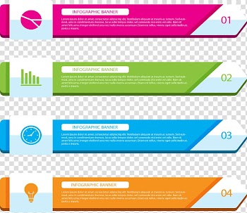 Four assorted-color banners illustration, Web banner Chart Icon, Business Banner Chart transparent background PNG clipart