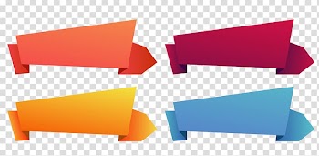 Four assorted-color , hand-painted banners transparent background PNG clipart