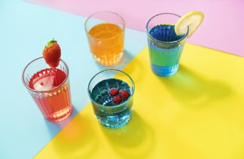Four Assorted-color Liquids in Glass