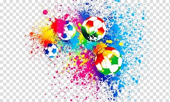 Four assorted-color soccer ball illustration, 2016 Summer Olympics Rio de Janeiro Poster Banner, football transparent background PNG clipart