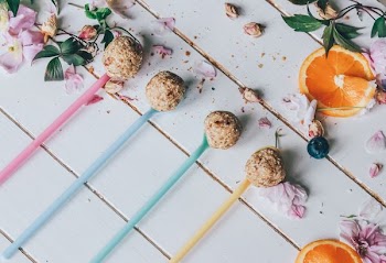 four assorted lollipops