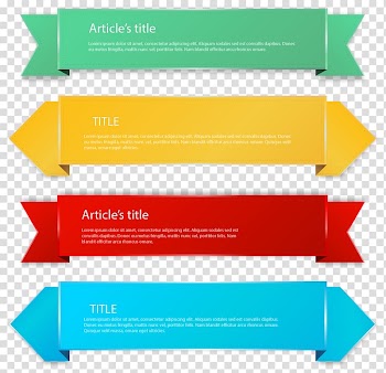 Four banners, Paper Textile Label Banner Ribbon, hand-painted color banners transparent background PNG clipart
