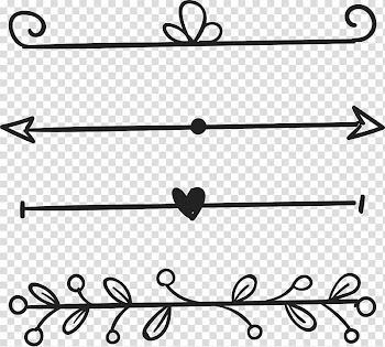 Four black border lines illustration, Line Euclidean , Love leaves decorate the parting line transparent background PNG clipart