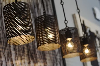 Four Black Turned on Pendant Lamps