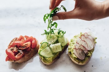 Four Breads With Sliced Vegetables