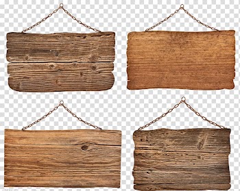 Four brown wooden boards, Wood Sign Plank , Wood tag transparent background PNG clipart