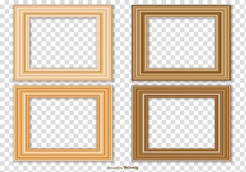 Four brown wooden frames, frame , Wooden baby frame transparent background PNG clipart