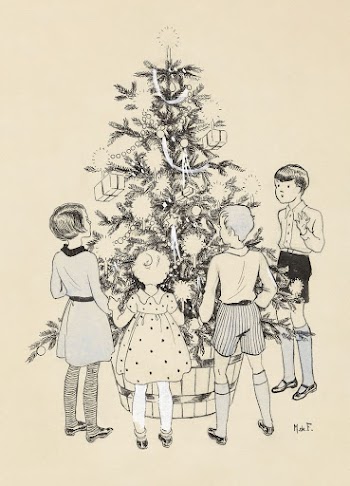 Four children around a Christmas | Free Photo Illustration - rawpixel