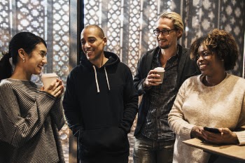 Four Group of People Smiling and Laughing Together